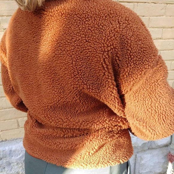 Teddy Bear Jacket Coat women's M Very cute Zip up Bomber Style - Picture 3 of 6